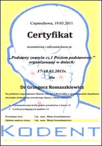 Grzegorz Romaszkiewicz certyfikaty