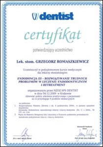 Grzegorz Romaszkiewicz certyfikaty