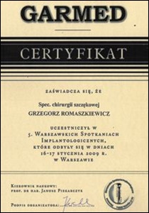 Grzegorz Romaszkiewicz certyfikaty